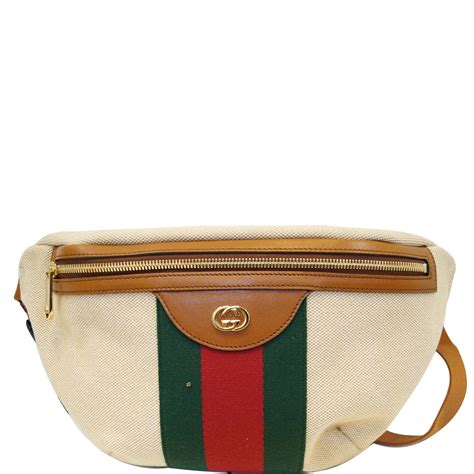 Gucci Vintage Canvas Belt Bag Waist 575082 Beige/Brown by Used